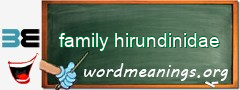 WordMeaning blackboard for family hirundinidae
